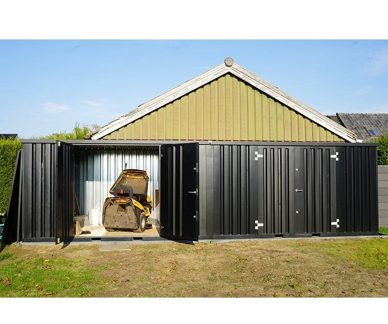 combinatie-8x2-1.webp Großer Lagercontainer – Schwarz (RAL 9005) – 8 x 2 Meter – mit 2 Doppeltüren – (15 m² / 26 FT) - Image 1
